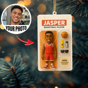 Turn Your Photo into an Action Figure - Custom Photo Ornament Toy Box Portrait | Basketball Player